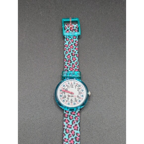 Flik-Flak Swatch Kids Turquoise Jubatus ZFPNP008 Animal Print Double Wrap Strap - Picture 1 of 6